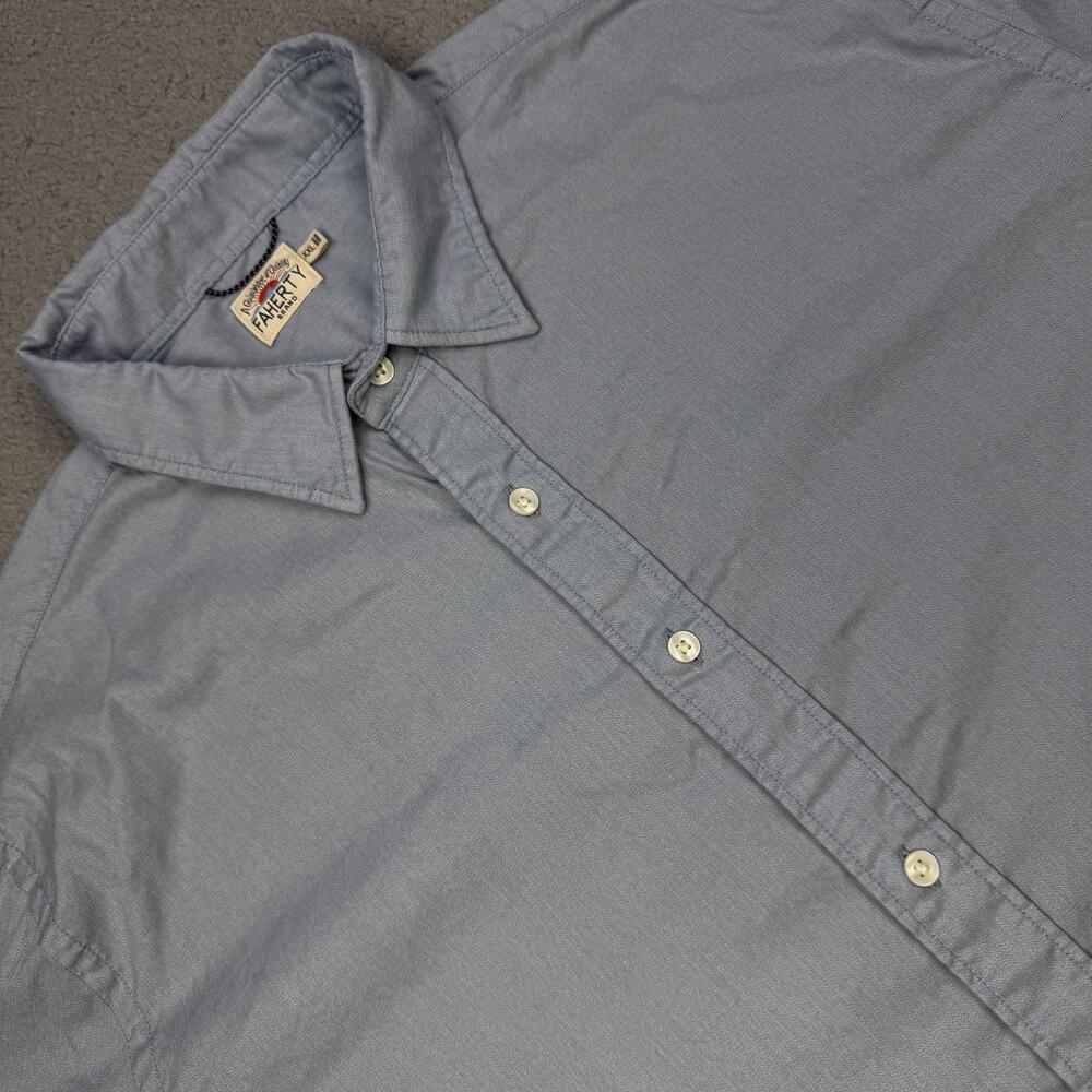 Faherty Shirt Mens 2XL Light Blue Long Sleeve Button Down Supima Stretch Casual